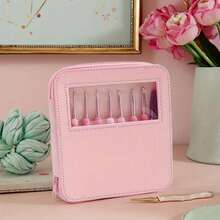 1 Set Crochet Hook Tool Kit, 8 Sizes (2.5-6mm), High-Quality Pink Crochet Hook Tool Set, Includes Pink Faux Leather Storage Bag, Embroidery Bag, Complete Basic Crochet Tools, DIY Crochet And Sweater Making Beginner Kit, Yarn Storage, Perfect Mother's Day Gift, Suitable For Mom And Grandma - C-Multicolor Set - View 3
