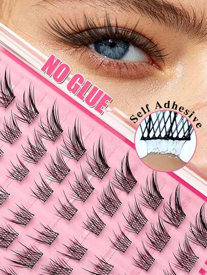  Asiteo 120Pcs D-Curl Self-Adhesive Eyelash Clusters, Natural Style, Pre-Glued Lash Clusters, No Glue Needed, Reusable, Press-On Self-Adhesive Lash Clusters, Individual Lashes, Suitable DIY At Home False Eyelashes, Party, Daily Makeup, Eyelash Extension,Gift For Graducation,Eyelashe For Vacation