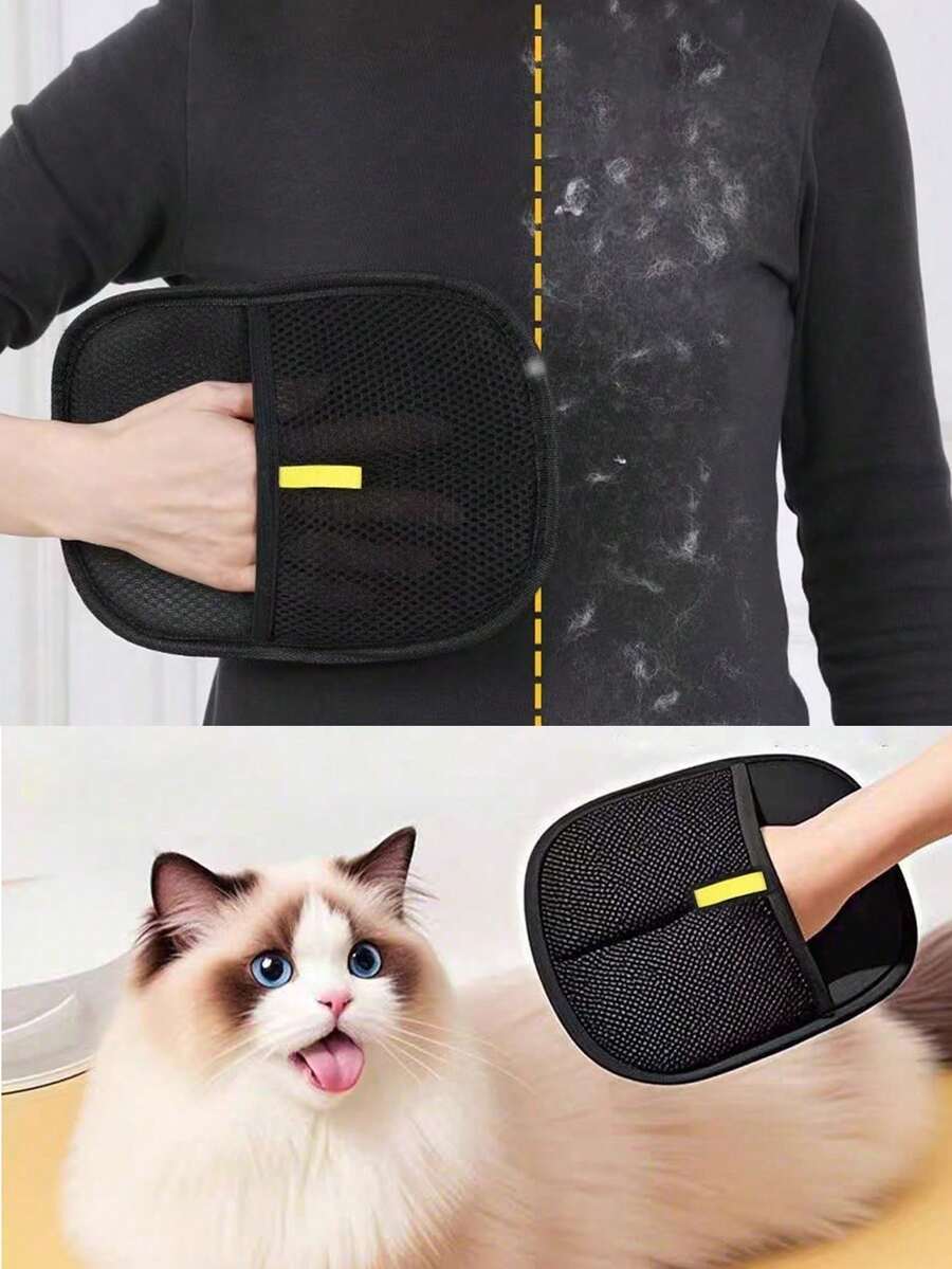 1 只装宠物毛发去除手套，猫毛去除器，猫毛去除工具，猫咪美容手套，毛发去除刷，绒毛去除器，双面狗毛刷，静电宠物毛发去除手套，双向刷毛设计，可水洗可重复使用，适用于家具、床单、汽车座椅等。 - 黑色 - 查看 1