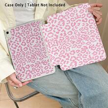 Funda protectora de tableta de cristal acrílico con efecto pintado de estampado de leopardo rosa, compatible con modelos populares de /Apple///Honor///, plegable y resistente a la flexión, esquinas reforzadas de silicona, función de activación/suspensión automática, ranura para lápiz incorporada, soporte plegable multiángulo - Estilo 4 - Ver 6