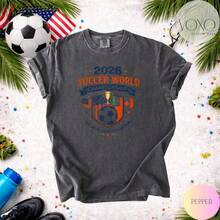 COPA MUNDIAL DE FÚTBOL 2026 Nueva Camiseta Casual de Algodón Puro, Talla Grande, Cuello Redondo, para Hombre y Mujer - Blanco - Ver 8