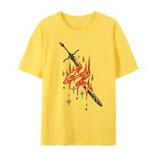 Camiseta unisex de algodón estampado, cómoda, informal, de talla grande, holgada y de cuello redondo, la más vendida en el comercio exterior transfronterizo. - Blanco - Ver 11