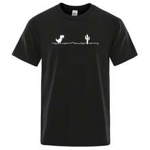 Camisetas con estampado de dinosaurio y Cactus para hombre, camisa divertida de algodón con cuello redondo, informal, básica, verano, 80327 - forma - Ver 1