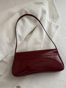 New Summer Phone Pouch, Glossy Underarm Bag, Small Backpack - Burgundy - View 5