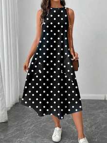 Vestido casual de mujer de longitud media con estampado, adecuado para primavera y verano - Multicolor 4 - Ver 1