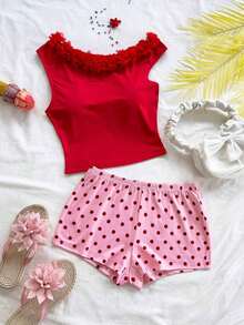 Eduarda Gutierrez  Conjunto de 2 piezas para mujer con top corto de punto a rayas y shorts ajustados de tiro súper bajo, atuendo adecuado para vacaciones, fiestas, Navidad, San Valentín, citas, playa, crucero, carnaval, Pascua, Año Nuevo Chi - Multicolor 3 - Ver 5