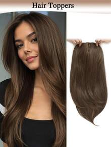 18 Inch Wavy Ends Women's Hair Topper, Suitable For Thin Hair, With Bangs Layered Long Hair, Made Of Synthetic Fiber - Multicolor - View 12
