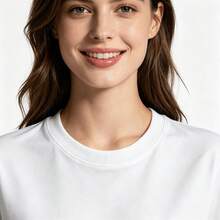 Tops para mujer holgada con estampado gráfico para niñas - Estampado frontal de un oso de peluche y letras, estilo casual para la vuelta al cole. - Blanco - Ver 6