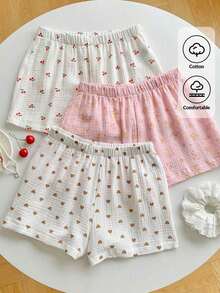 Conjunto de shorts de mujer con estampado de rayas multicolor tejidas - Multicolor 2 - Ver 1