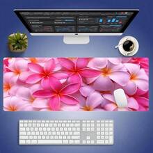 特大號遊戲與辦公桌墊 (35.43" X 15.75") 附耐用縫邊 - 「熱帶雞尾酒花之樂」系列：以鮮豔火紅與亮粉色異國夏威夷花卉圖案特寫設計 - XXX 尺寸桌墊 - A - 查看 13
