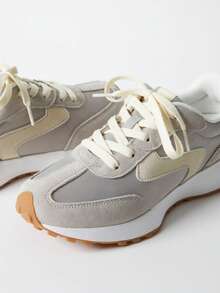 Women Benny Platform Sneaker Lace-Up Casual Sneakers Outdoor Comfort Walking Shoes - 淺灰色 - 查看 2