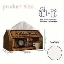 1pc Multi-Functional Tissue Box With Retro Coffee Machine & Cup Pattern, Made Of Polyester Fabric, Suitable For Christmas Home Decor, Living Room, Bedroom, Kitchen, Home Decoration And Party Supplies - Multicolor - View 3