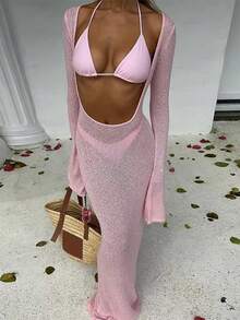 Women's Sexy Three-Piece Bikini Set In European And American Style - 16089 Pink - View 7