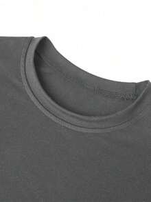 Camiseta de mujer estampada de manga corta para verano, tela de algodón , estilo multifuncional, corte regular, peso 190 gramos - Gris Oscuro - Ver 6