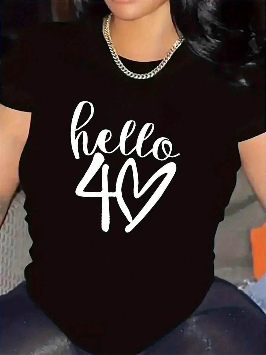 Women's Short-Sleeved T-Shirt, Ideal For House Parties, Durable And Comfortable, With A Stylish Design, Perfect For The Living Room Or Dining Room, Made Of Soft Fabric, Suitable As A Gift For Any Occasion. - 黑色 - 查看 1