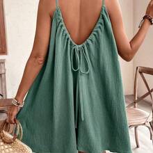 Frenchy Summer Women's Cami Boho Sundress, Green Essential, Summer Outfit, Wedding Season Essential, Cottagecore Drawstring Dress Green Dress Sundress Women Cotton Dress Christmas Casual - Café integral - Ver 6