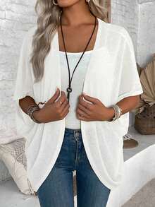 Chaqueta casual de mujer con mangas tipo murciélago - Blanco 3 - Ver 7