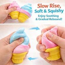 1 Ice Cream-Shaped Stress-Relief , Soft Cone-Shaped Stress-Relief , Slow-Rebound Sensory , Easter Gift Filler, Party Favor, Summer Sensory Stress-Relief Gadget - 隨機顏色 - 查看 7