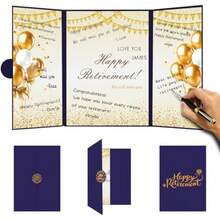 Retirement Party Decorations, Large Happy Retirement Card For Woman Man, Retirement Guest Book Farewell Gifts For Coworkers - Vàng xanh - Xem 9