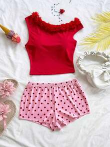 Eduarda Gutierrez  Conjunto de 2 piezas para mujer con top corto de punto a rayas y shorts ajustados de tiro súper bajo, atuendo adecuado para vacaciones, fiestas, Navidad, San Valentín, citas, playa, crucero, carnaval, Pascua, Año Nuevo Chi - Multicolor 3 - Ver 3
