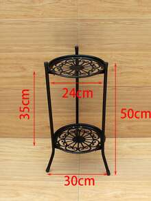 1pc European Style Multi-Tier Iron Flower Stand, Living Room Floor Decor Rack, Balcony Plant Display Holder, Hanging Basket For Greenery - Multicolor - View 2