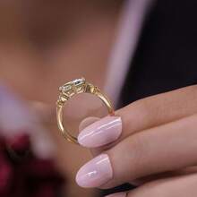 18K Gold Plated Classic Minimalist Square Cubic Zirconia Inlaid Versatile Wedding Ring For Women - Gold - View 3