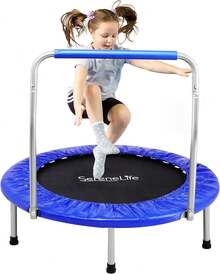 Trampolín Portátil y Plegable SereneLife - Rebotador de 36 para Uso Doméstico, Ejercicio Corporal y Fitness - Versión Actualizada - SLSPT365 MUVR - Azul de 36 pulgadas - Ver 1