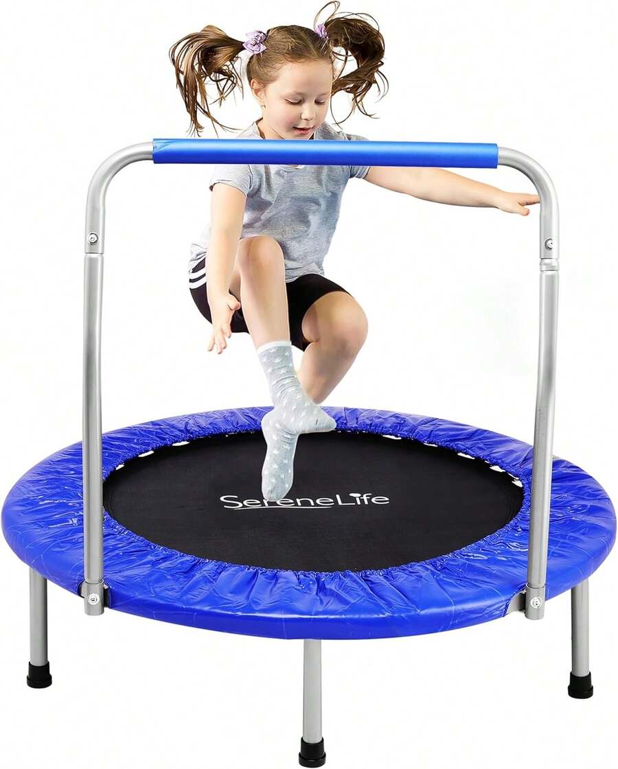 Trampolín Portátil y Plegable SereneLife - Rebotador de 36 para Uso Doméstico, Ejercicio Corporal y Fitness - Versión Actualizada - SLSPT365 MUVR - Azul de 36 pulgadas - Ver 1