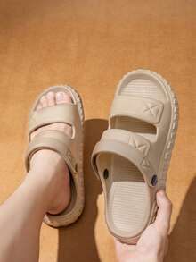 Sandalias deportivas para hombres, chanclas casuales y versátiles con suela antideslizante, duradera y suave, cómodas, aptas para interiores y exteriores, para el verano - Caqui - Ver 2