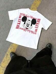 Official Disney Licensed | Casual Short-Sleeved T-Shirt Featuring The Iconic Character Heads Of Donald Duck, Minnie Mouse, Goofy, Mickey Mouse, And Daisy Duck In A Retro "MICKEY & CO Est. 1928" Design. Made From Opaque Fabric, Machine Washable, Versatile, And Casual – Perfect For Spring And Summer. The Ideal Gift For My Girlfriend! - 白色 - 查看 3