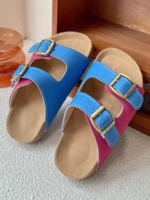 Kids Sport Sandals | Adjustable Double Buckle Flats | Soft Casual Footwear - Blue - View 7