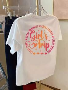 Trip, 'Camiseta con Estampado Gráfico Getaway, Manga Corta, Cuello Redondo, Top Casual para Verano y Primavera, Ropa de Mujer - Alta Calidad - Blanco - Ver 8