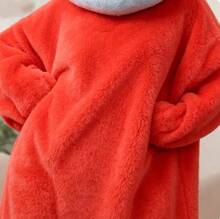Cartone animato grande bocca divertente coppia in pigiama uomo donna inverno scultura di sabbia spessore abito di casa in peluche di corallo - Rosso - Visualizzare 6