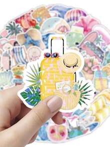 53 Holiday Travel Stickers, Art Stickers, Decorative Stickers, Suitable For Laptops, Skateboards, Diaries, Notebooks, Mobile Phones, Cups, Guitars, Suitcases, Computers, Refrigerators, Tables, Etc. School Supplies - A - View 6