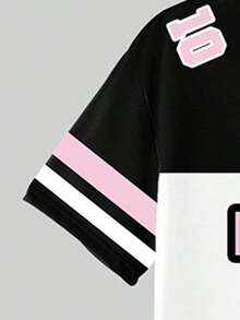 Conjunto de camiseta y pantalones cortos de ciclista con estampado gráfico de número 13 y eslogan, de moda casual para mujer - Multicolor 16 - Ver 4