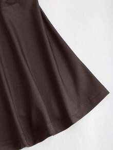 Vestido mini de unicolor con cuello asimétrico elegante para uso diario para mujer - Cafetería - Ver 5