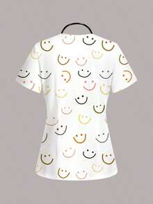 Top de pijama con estampado de dibujos animados para mujer - Blanco 2 - Ver 2