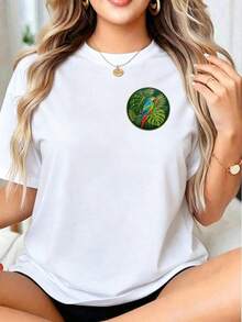 Cute Parrot And Animal Designs! Limited Time Offer! Limited Quantities! Flash ! Casual Women's T-Shirts, Stylish Tees. Women's "Don't Talk To Me" Printed T-Shirt, Crew Neck, Short Sleeves, Casual Sporty Style, Comfortable Blouse For Summer Vacation. - 白色 - 查看 11