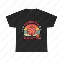 Retro T-Shirt "Crying Is A Free Action D20", Fun Graphic Print T-Shirt Featuring RPG Board Games , Unisex T-Shirt - membentuk - View 1