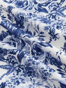 MOD Vestido con estructura de corsé con contraste de rayas azul y blanco en la cintura, estampado floral en el bustier, atuendo de vacaciones para mujer, vestido de verano, atuendo de campo, ropa de playa, vestido de verano, vestido de Pascua para mujer, vestidos de verano para mujer, vestido de fiesta de té - Azul y blanco - Ver 4