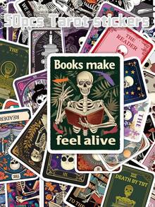 50 pièces Ces autocollants mystérieux sur le thème du tarot présentent des couleurs riches et vibrantes et sont parfaits pour décorer des cahiers, des valises, des tablettes et des étagères. Avec leur style unique et sophistiqué, ils apportent une touche de mystère et de romance à votre vie quotidienne, en en faisant des récompenses ou des cadeaux de fête idéaux. - Voir 1