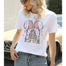 Camisa mágica para mujer, camiseta con gráfico de castillo, camiseta del reino mágico, bonita camisa de vacaciones, camisetas casuales de manga corta - Blanco-a - Ver 3