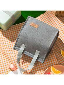 1pc Minimalist Reusable Insulated Lunch Bag, Large Capacity Bento Bag, Suitable For Back To School Season, Handheld Bag, Adult Lunch Box, Back To School Essential - Multicolor - View 6