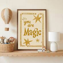 1件帆布牆面藝術品，兒童房裝飾畫，"You Are Magic"夢幻星形兒童房裝飾，波希米亞風格芥末黃與米色中性色調兒童房裝飾，勵志肯定藝術品，適用於幼兒臥室、兒童房、遊戲室牆面裝飾、閱讀區、育嬰室牆面裝飾 - 彩色 - 查看 10