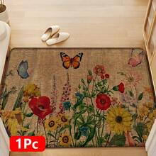 1pc Butterfly Pattern Printed Linen Kitchen Rug, Bathroom Mat, Doormat, 3D Printed Rectangular Carpet For Living Room, Bedroom, Hallway, Bathroom, Laundry Room - Polyester Rug For Indoor And Outdoor Home Decor - Multicolor - View 16