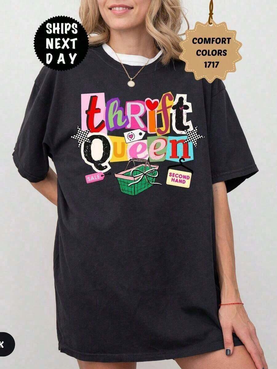 Camiseta suave de manga corta para el verano, camiseta con la impresión "Preferiría Usar Ropa de Segunda Mano", regalo para amantes de lo antiguo, camiseta gráfica con estética de segunda mano, estilo casual para amantes de las compras, regalos Bique, camiseta unisex de algodón con cuello redondo, talla grande, casual, para primavera y verano, súper suave, transpirable - Regalo perfecto para Pascua, Día de San Valentín, Día de la Madre para mamá, parejas, familiares y amigos. Ropa holgada y cómoda de verano para mujer, tops para mujer, 100% algodón. - 8-negro - Ver 1