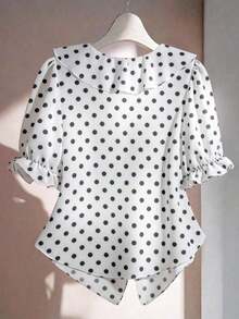 Blusa casual con cuello en V, mangas con volantes y pétalos - Multicolor 2 - Ver 2