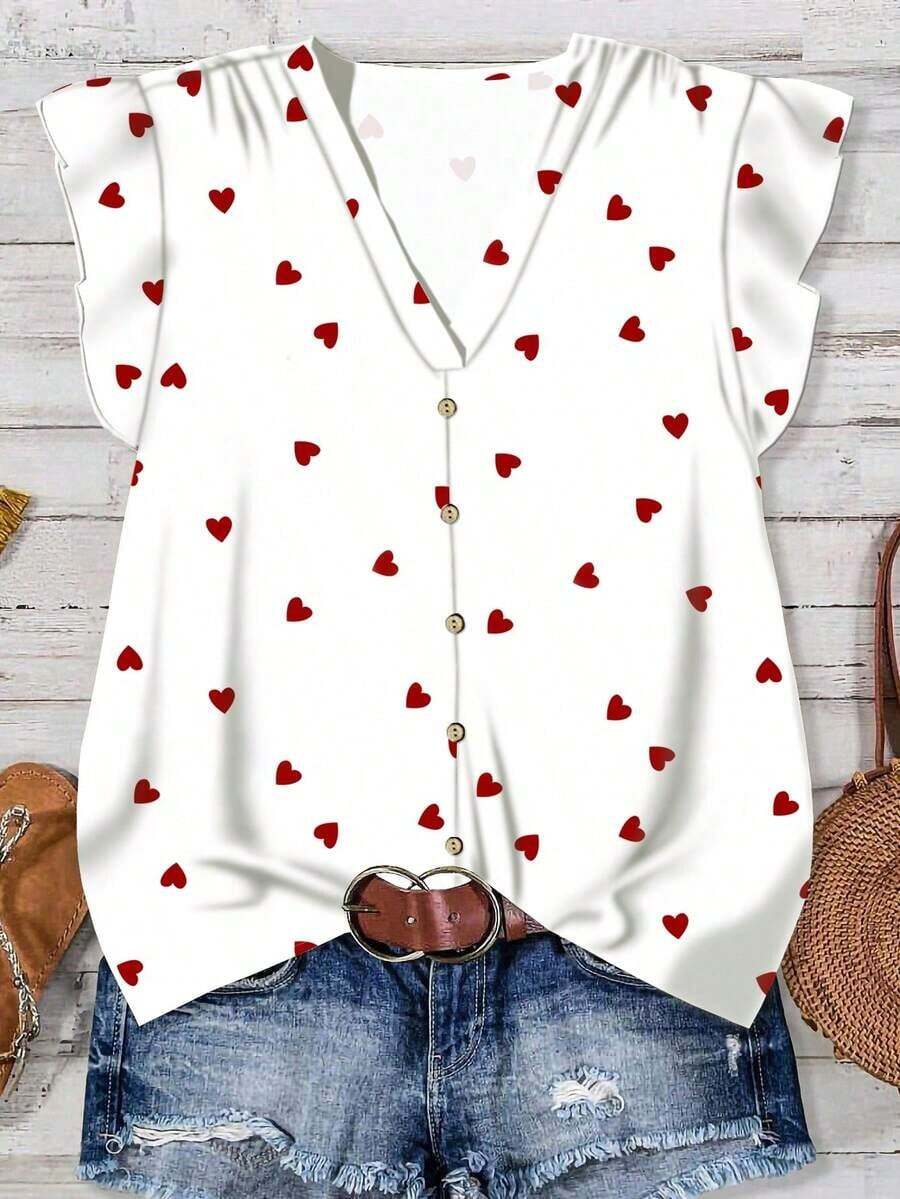Camisa de mujer, conjuntos de verano para mujer, atuendos de vacaciones, blusas para salir, atuendos de concierto de country para mujer, blusas de verano lindas, atuendos para salir, atuendos de country para mujer, blusas para salir - Rojo y blanco - Ver 1