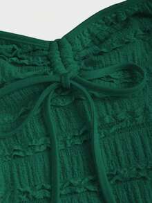 Top de tirantes con cuello halter y pliegues en Y2K - verde oscuro - Ver 4