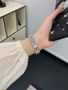 1条女童大号立方氧化锆弹力手链，兼容45mm、44mm、40mm、49mm、46mm、41mm、38mm、42mm表带，不锈钢表带，适用于小米Series 11、10、Ultra、9、8、7、6、SE、5、4、3、2、1、18mm、20mm、22mm表带，适用于小米3/4 Pro、8-9、10-11、小米8/9、小米8/9 Pro、 4/5/6，通用表带 - 彩色 - 查看 12